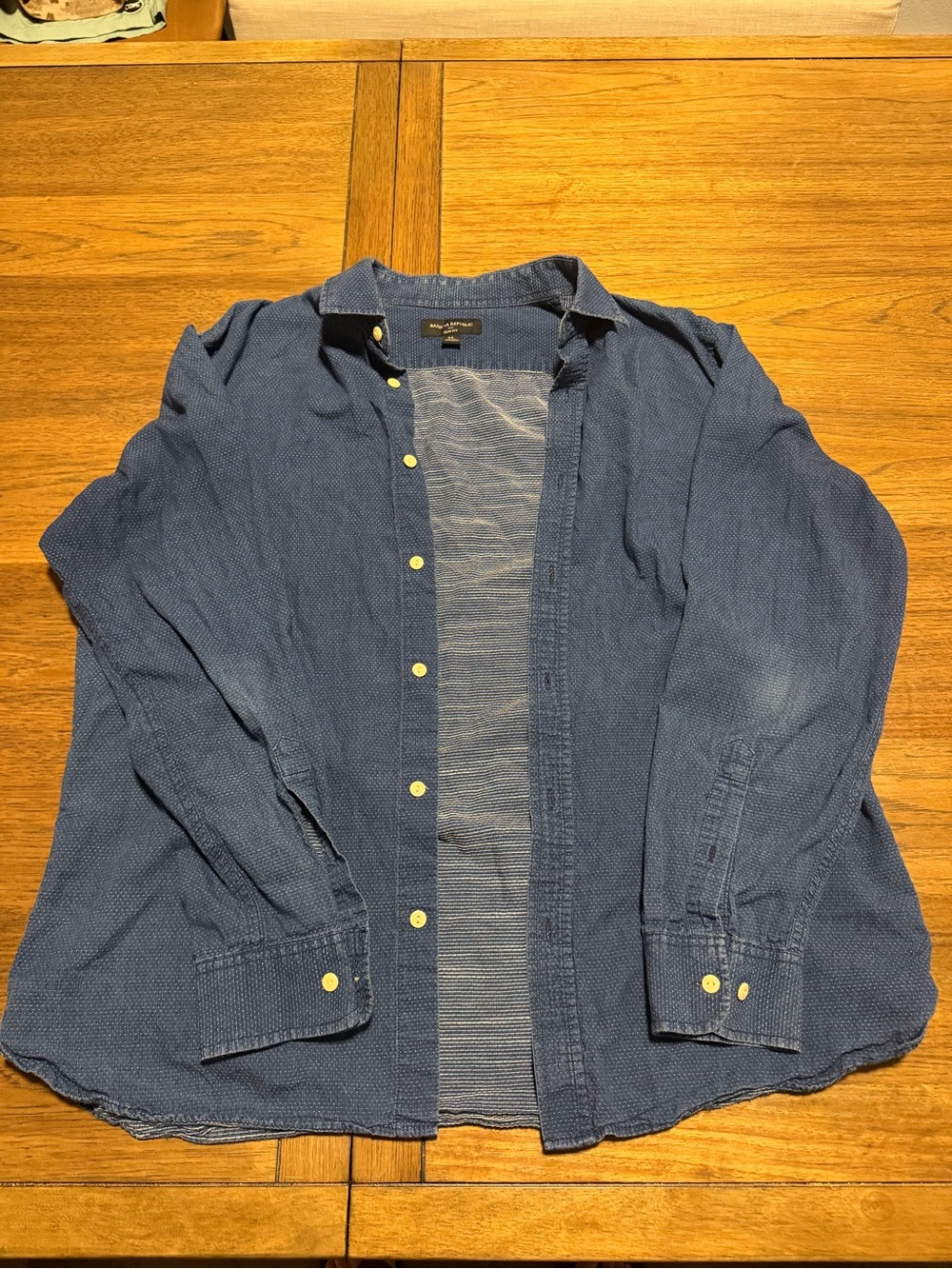 Banana Republic Navy Blue Textured Button-Front Shirt Jacket